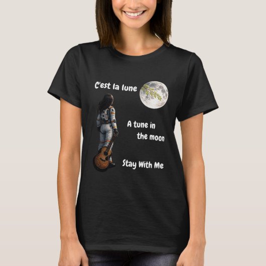 a female astronaut on the moon with a guitar T-Shirt (Vorderseite)