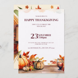 A FESTIVE THANKSGIVING INVITATION WITH A PUMPKIN  EINLADUNG
