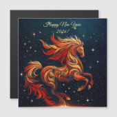 a fiery horse against a starry sky magnetkarte (Vorne/Hinten)