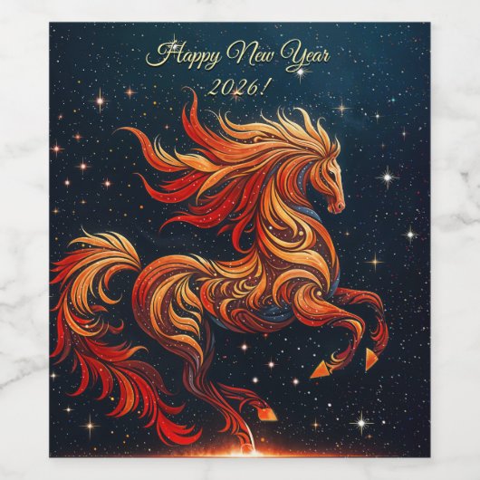a fiery horse against a starry sky weinetikett (Einzelnes Label)