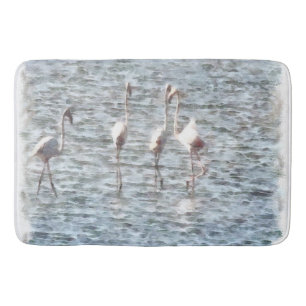 A Flamboyant Pat of Flamingos Badematte