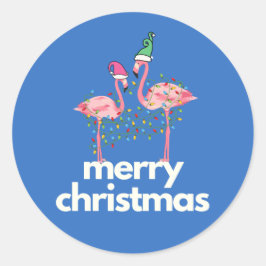 A Flamingo Christmas Classic Round Stickers
