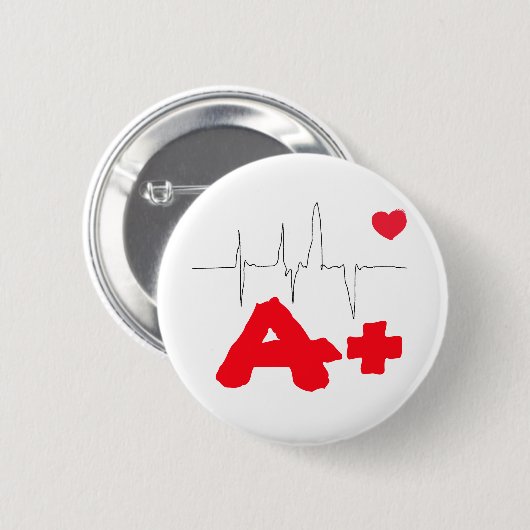 A+ Flippiger Blutgruppe-Herzfrequenz-Knopf Button (Vorne & Hinten)