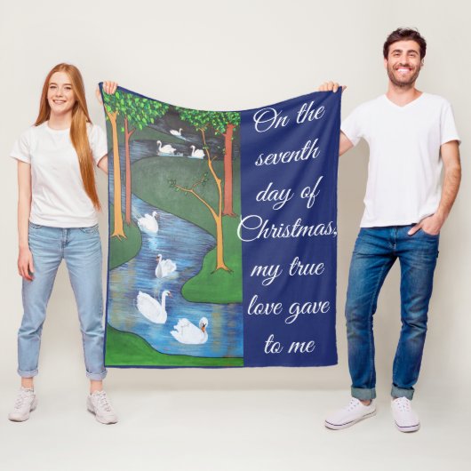 A Flock of Seven Swans-A-Swimming  Fleecedecke (Beispiel)