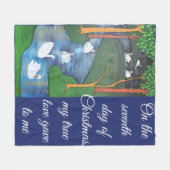A Flock of Seven Swans-A-Swimming  Fleecedecke (Vorderseite (Horizontal))