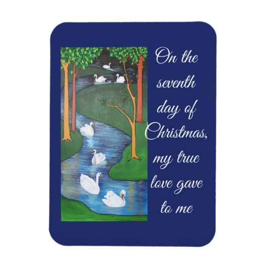 A Flock of Seven Swans-A-Swimming Magnet (Vertikal)