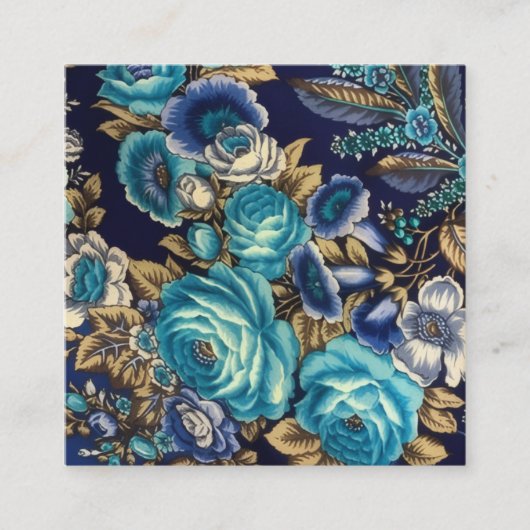 A floral pattern depicting blue roses and other fl begleitkarte (Vorderseite)