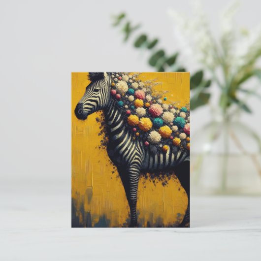 A floral Zebra Postkarte (Stehend Vorderseite)