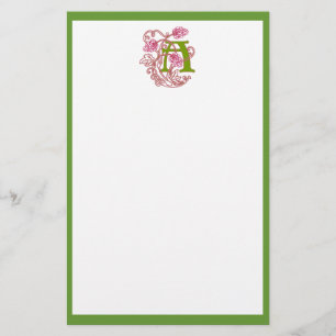 "A" florale Jugendstil-Monogramm Briefpapier