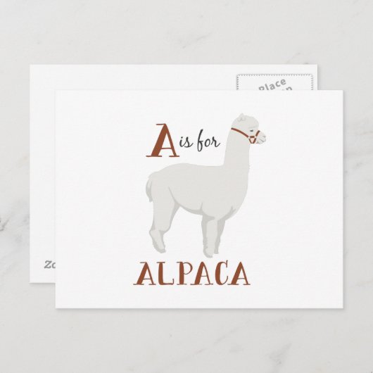 A For Alpaca Postkarte (Vorne/Hinten)