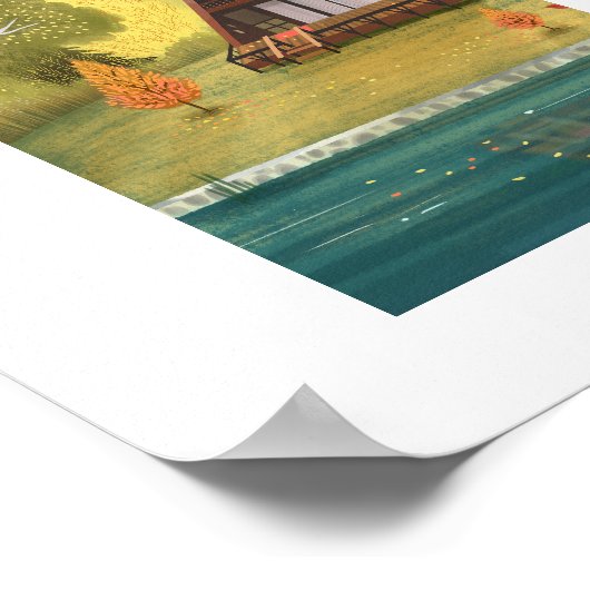 A-Frame Cabin House Art Print Poster (Ecke)