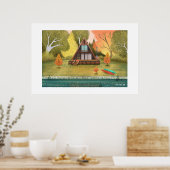 A-Frame Cabin House Extra Large Print Poster (Küche)