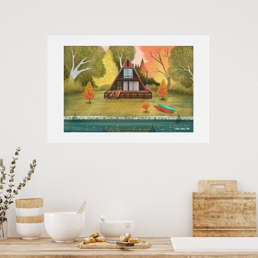 A-Frame Cabin House Großes Print Poster (Küche)
