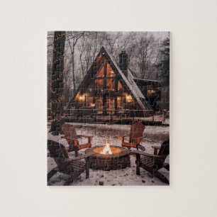 A-Frame Cabin House Weihnachten Puzzle