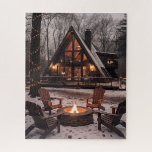 A-Frame Cabin House Weihnachten Puzzle