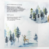A-Frame Cabin Lodge Winter Mountain Forest Wedding Dreifach Gefaltete Einladung (Innen Erste Seite)