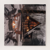 A-Frame Cabin Winter Schnee große Puzzle Puzzle (Horizontal)