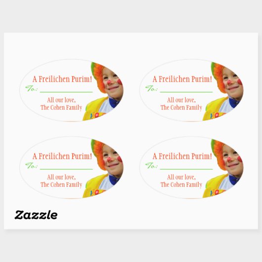 A Freilichen Purim Label Ovaler Aufkleber (Blatt)