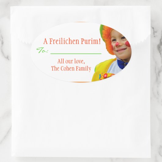 A Freilichen Purim Label Ovaler Aufkleber (Tasche)