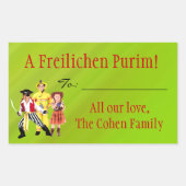 A Freilichen Purim Label Rechteckiger Aufkleber (Vorderseite)