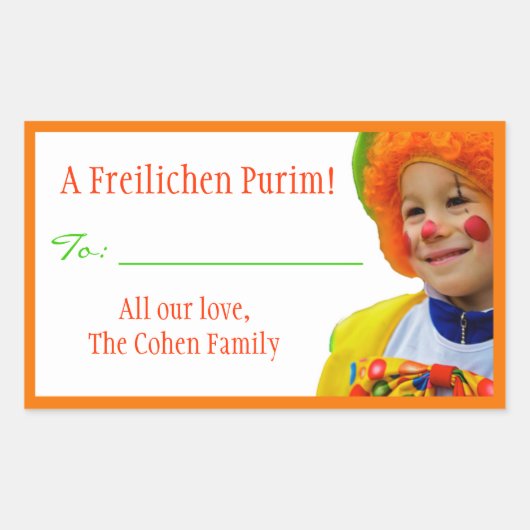 A Freilichen Purim Label Rechteckiger Aufkleber (Vorderseite)