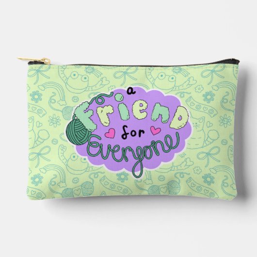 "A Friend for Everyone" Green Pouch Zubehörtasche (Vorderseite)