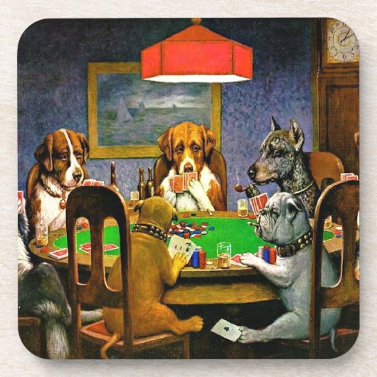 A Friend in Need, Dogs Playing Poker, Getränkeuntersetzer (Vorderseite)