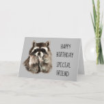 A Friend Like You Journey Raccoon Birthday Fun Karte<br><div class="desc">HAppy Birthday  friend like you makes the journey worthwhile.   Fun Watercolor Raccoon Friends for those who love animals and have a sense of humor</div>