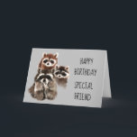 A Friend Like You Journey Raccoon Birthday Fun Karte<br><div class="desc">HAppy Birhday  friend like you makes the journey worthwhile.   Fun Watercolor Raccoon Friends for those who love animals and have a sense of humor</div>