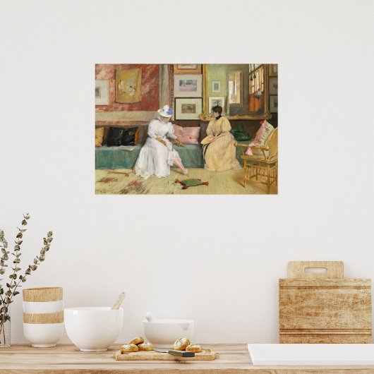 A Friendly Call, 1895 (Öl auf Leinwand) Poster (Küche)