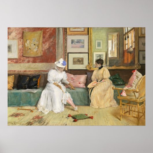 A Friendly Call, 1895 (Öl auf Leinwand) Poster (Vorne)