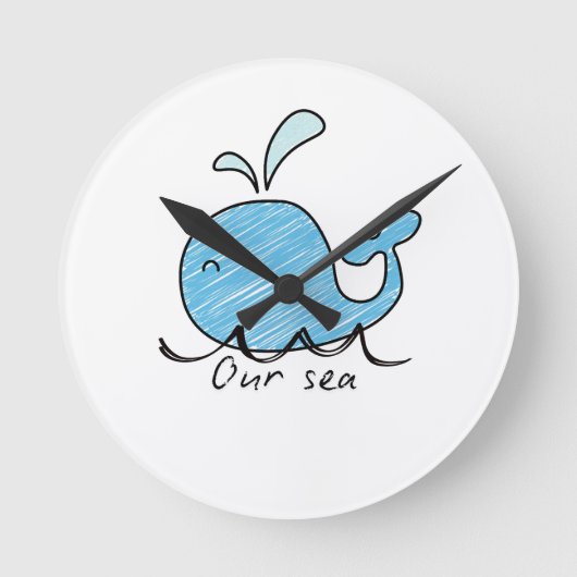 A FRIENDLY WHALE IN HIS SEA  Round Clock Runde Wanduhr (Vorderseite)