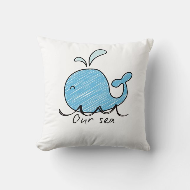 A FRIENDLY WHALE IN HIS SEA  Throw Pillow Kissen (Vorderseite)