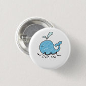 A FRIENDLY WHALE IN HIS SEA Wood Wall Art  Button (Vorne & Hinten)