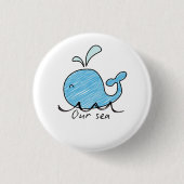 A FRIENDLY WHALE IN HIS SEA Wood Wall Art Button (Vorderseite)