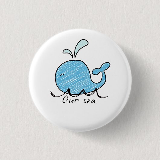 A FRIENDLY WHALE IN HIS SEA Wood Wall Art  Button (Vorderseite)