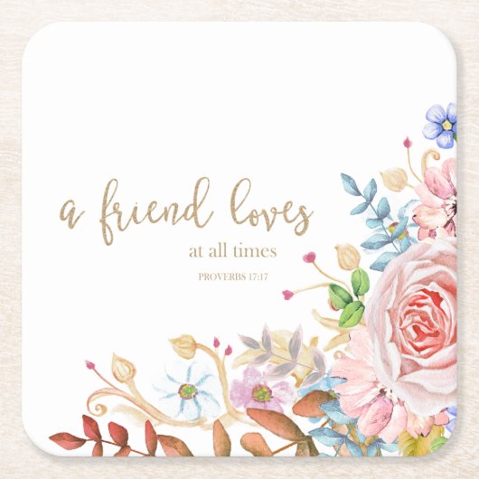 A Friends Lieben jederzeit Prov. 17:17 Rechteckiger Pappuntersetzer (Vorderseite)