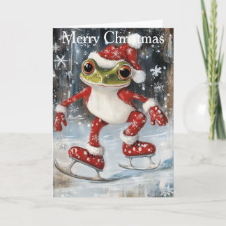 A Frog Ice Skating Feiertagskarte