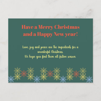 a Frohe Weihnachten und ein Happy New Year Card v1 Postkarte