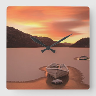 A Frozen Loch | Ruthven, Uk Quadratische Wanduhr