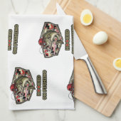 A fun and bold illustration of a cool bass geschirrtuch (Viertel Falte)