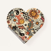 A fun retro 90s pattern featuring cheerful happy f notizblock (Vorderseite)