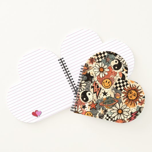 A fun retro 90s pattern featuring cheerful happy f notizblock (Innenseite)