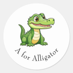 A für Alligator Runder Aufkleber