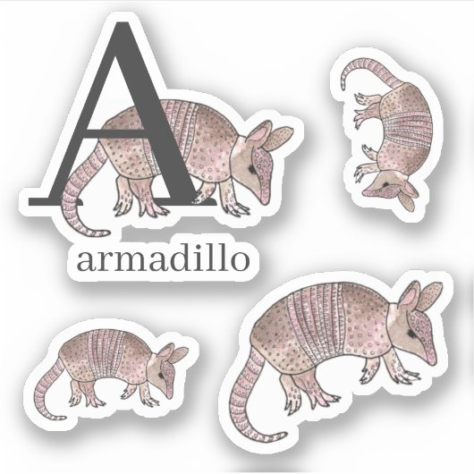 A für Armadillo Stickers Aufkleber (Vorderseite)