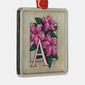 A für Azalea Blume Monogram Square Prem Ornament Aus Metall (Rechts)
