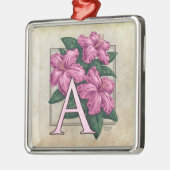 A für Azalea Blume Monogram Square Prem Ornament Aus Metall (Links)