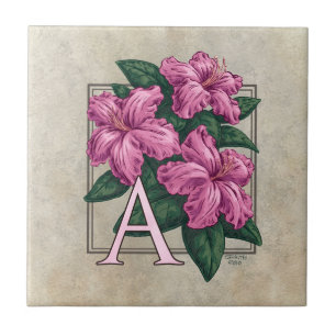 A für Azalea Blume Monogramm Fliese