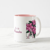 A für Azaleen-Blumen-Monogramm-und Namen-Tasse Zweifarbige Tasse (VorderseiteRechts)