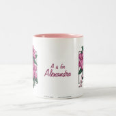 A für Azaleen-Blumen-Monogramm-und Namen-Tasse Zweifarbige Tasse (Mittel)